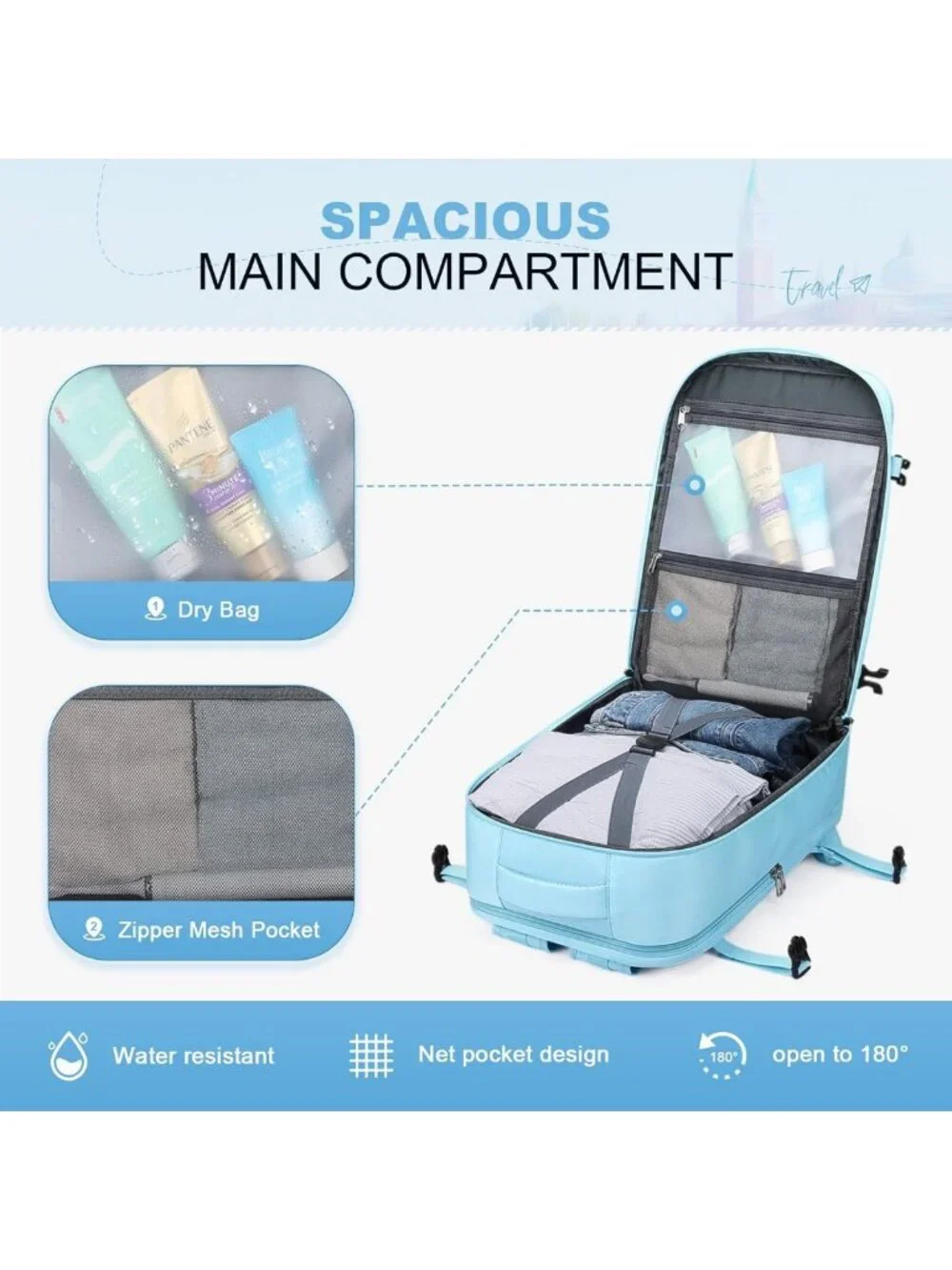 Versatile Travel Backpack for Laptop, Shoe Compartment, Lightweight, Waterproof